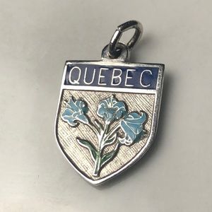 Quebec Canada double sided sterling silver enamel pendant